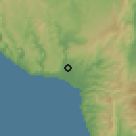 Shaded relief of the 60 km around Nangka, drawn from the GMTED2010 grid