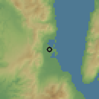 Shaded relief of the 60 km around Bais, drawn from the GMTED2010 grid