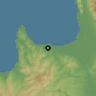 Shaded relief of the 60 km around Nasipit, drawn from the GMTED2010 grid