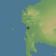 Shaded relief of the 59 km around Nasugbu, drawn from the GMTED2010 grid