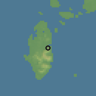Shaded relief of the 60 km around Balabac, drawn from the GMTED2010 grid