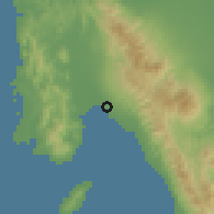 Shaded relief of the 60 km around Ormoc, drawn from the GMTED2010 grid