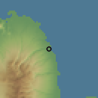 Shaded relief of the 60 km around Oroquieta, drawn from the GMTED2010 grid