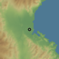 Shaded relief of the 60 km around Padada, drawn from the GMTED2010 grid