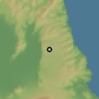 Shaded relief of the 59 km around Paete, drawn from the GMTED2010 grid