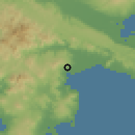 Shaded relief of the 60 km around Pagadian, drawn from the GMTED2010 grid