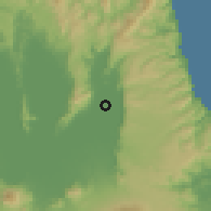 Shaded relief of the 59 km around Pakil, drawn from the GMTED2010 grid