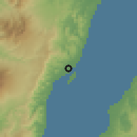 Shaded relief of the 60 km around Palampas, drawn from the GMTED2010 grid