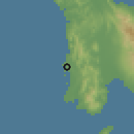 Shaded relief of the 60 km around Palompon, drawn from the GMTED2010 grid