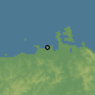 Shaded relief of the 60 km around Pambujan, drawn from the GMTED2010 grid