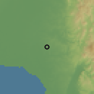 Shaded relief of the 59 km around Pandi, drawn from the GMTED2010 grid