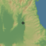 Shaded relief of the 59 km around Pangil, drawn from the GMTED2010 grid