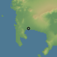 Shaded relief of the 59 km around Balayan, drawn from the GMTED2010 grid