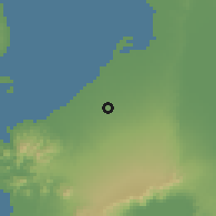Shaded relief of the 59 km around Paradahan, drawn from the GMTED2010 grid