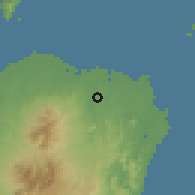 Shaded relief of the 60 km around Paraiso, drawn from the GMTED2010 grid