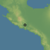 Shaded relief of the 60 km around Pasacao, drawn from the GMTED2010 grid