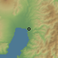 Shaded relief of the 60 km around Alabel, drawn from the GMTED2010 grid