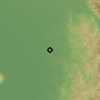Shaded relief of the 59 km around Peñaranda, drawn from the GMTED2010 grid