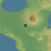 Shaded relief of the 60 km around Pili, drawn from the GMTED2010 grid
