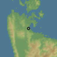 Shaded relief of the 60 km around Placer, drawn from the GMTED2010 grid