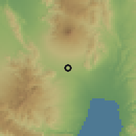 Shaded relief of the 60 km around Polomolok, drawn from the GMTED2010 grid