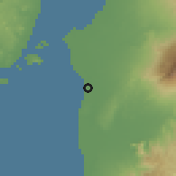Shaded relief of the 60 km around Pontevedra, drawn from the GMTED2010 grid