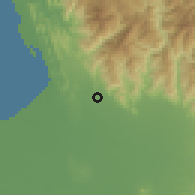 Shaded relief of the 59 km around Pozzorubio, drawn from the GMTED2010 grid