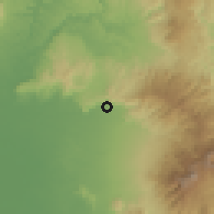 Shaded relief of the 60 km around President Roxas, drawn from the GMTED2010 grid