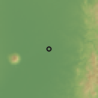 Shaded relief of the 59 km around Pulo, drawn from the GMTED2010 grid