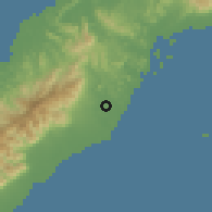 Shaded relief of the 60 km around Pulot, drawn from the GMTED2010 grid