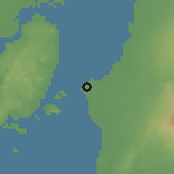 Shaded relief of the 60 km around Pulupandan, drawn from the GMTED2010 grid