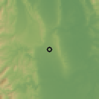 Shaded relief of the 59 km around Quezon, drawn from the GMTED2010 grid