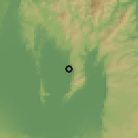 Shaded relief of the 59 km around Quisao, drawn from the GMTED2010 grid