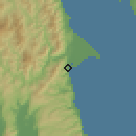 Shaded relief of the 59 km around Real, drawn from the GMTED2010 grid
