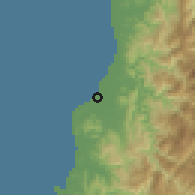 Shaded relief of the 59 km around Rimos, drawn from the GMTED2010 grid