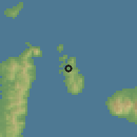 Shaded relief of the 60 km around Romblon, drawn from the GMTED2010 grid