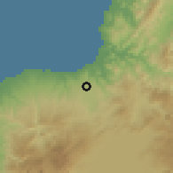 Shaded relief of the 60 km around Baloi, drawn from the GMTED2010 grid