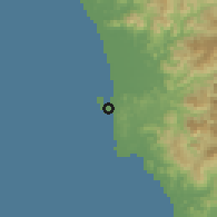 Shaded relief of the 60 km around Sablayan, drawn from the GMTED2010 grid