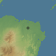 Shaded relief of the 60 km around Sagay, drawn from the GMTED2010 grid