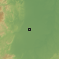 Shaded relief of the 59 km around Salinungan, drawn from the GMTED2010 grid