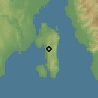 Shaded relief of the 60 km around Samal, drawn from the GMTED2010 grid