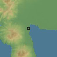 Shaded relief of the 59 km around Samal, drawn from the GMTED2010 grid