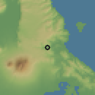 Shaded relief of the 59 km around Sampalac, drawn from the GMTED2010 grid