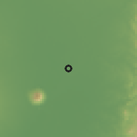 Shaded relief of the 59 km around San Antonio, drawn from the GMTED2010 grid