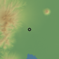 Shaded relief of the 59 km around San Basilio, drawn from the GMTED2010 grid