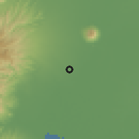 Shaded relief of the 59 km around San Fernando, drawn from the GMTED2010 grid