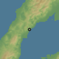 Shaded relief of the 60 km around San Fernando, drawn from the GMTED2010 grid