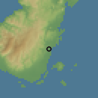 Shaded relief of the 60 km around Sangali, drawn from the GMTED2010 grid