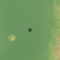 Shaded relief of the 59 km around San Isidro, drawn from the GMTED2010 grid