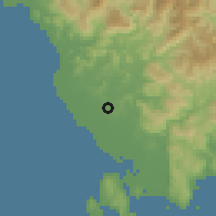 Shaded relief of the 60 km around San Jose, drawn from the GMTED2010 grid